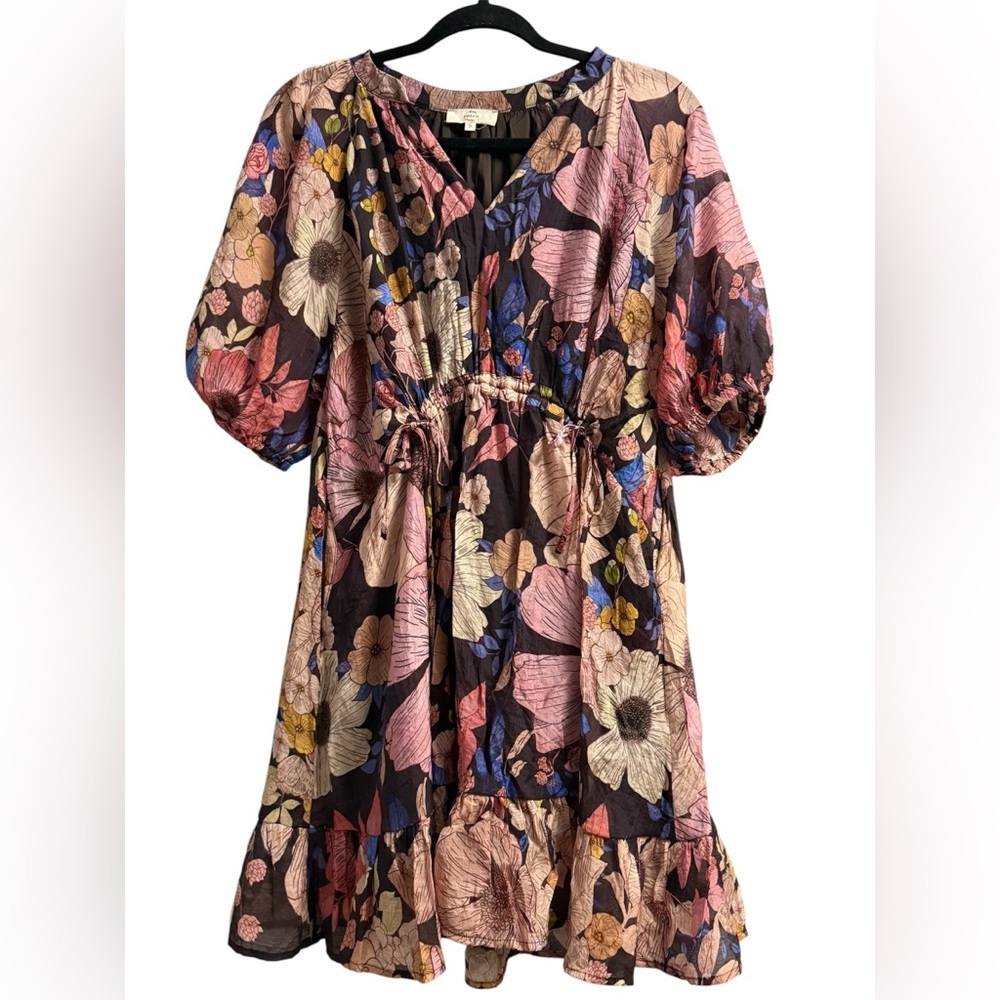 Entro Floral Mini Dress With Puff Sleeves Size Small